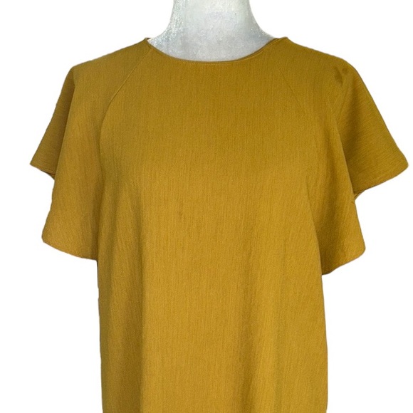 Zara Mustard Yellow Flutter Sleeve Shift Mini Dress - S - Picture 2 of 8